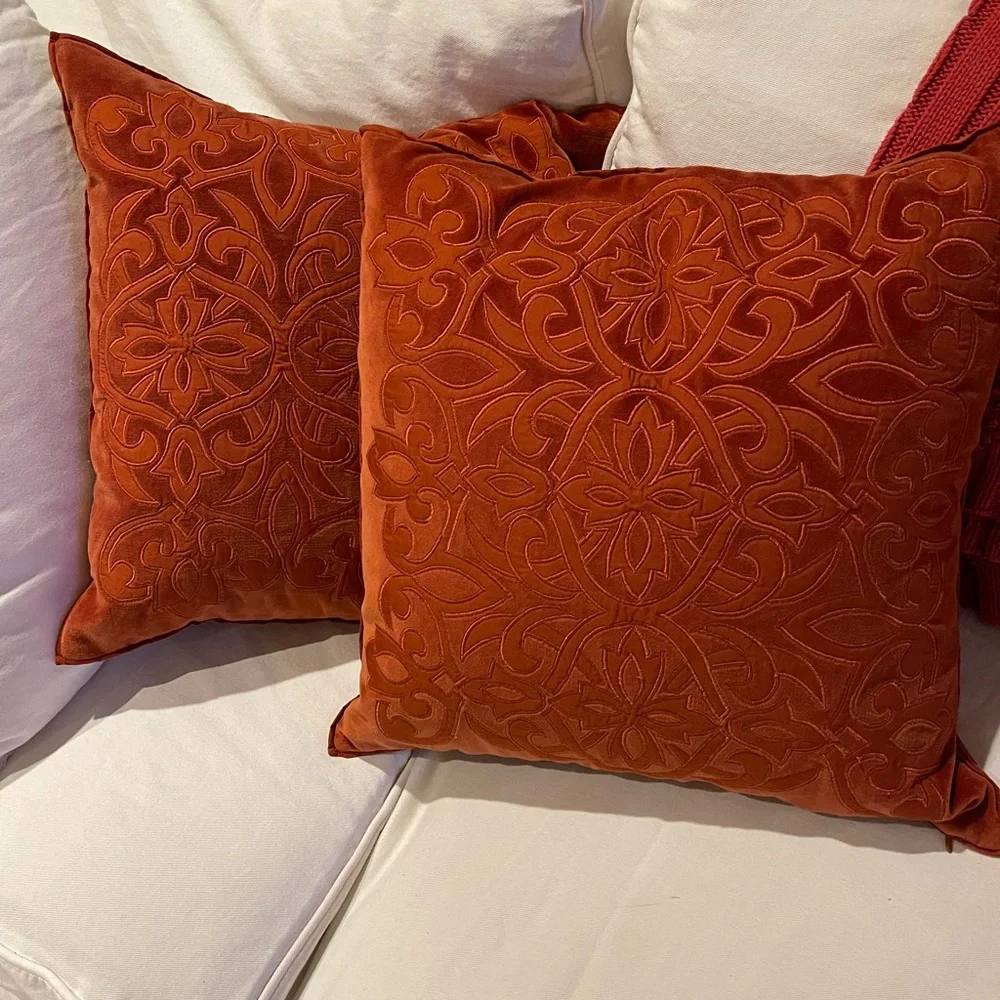 Restoration Hardware Rust Throw Pillows 20” (2)